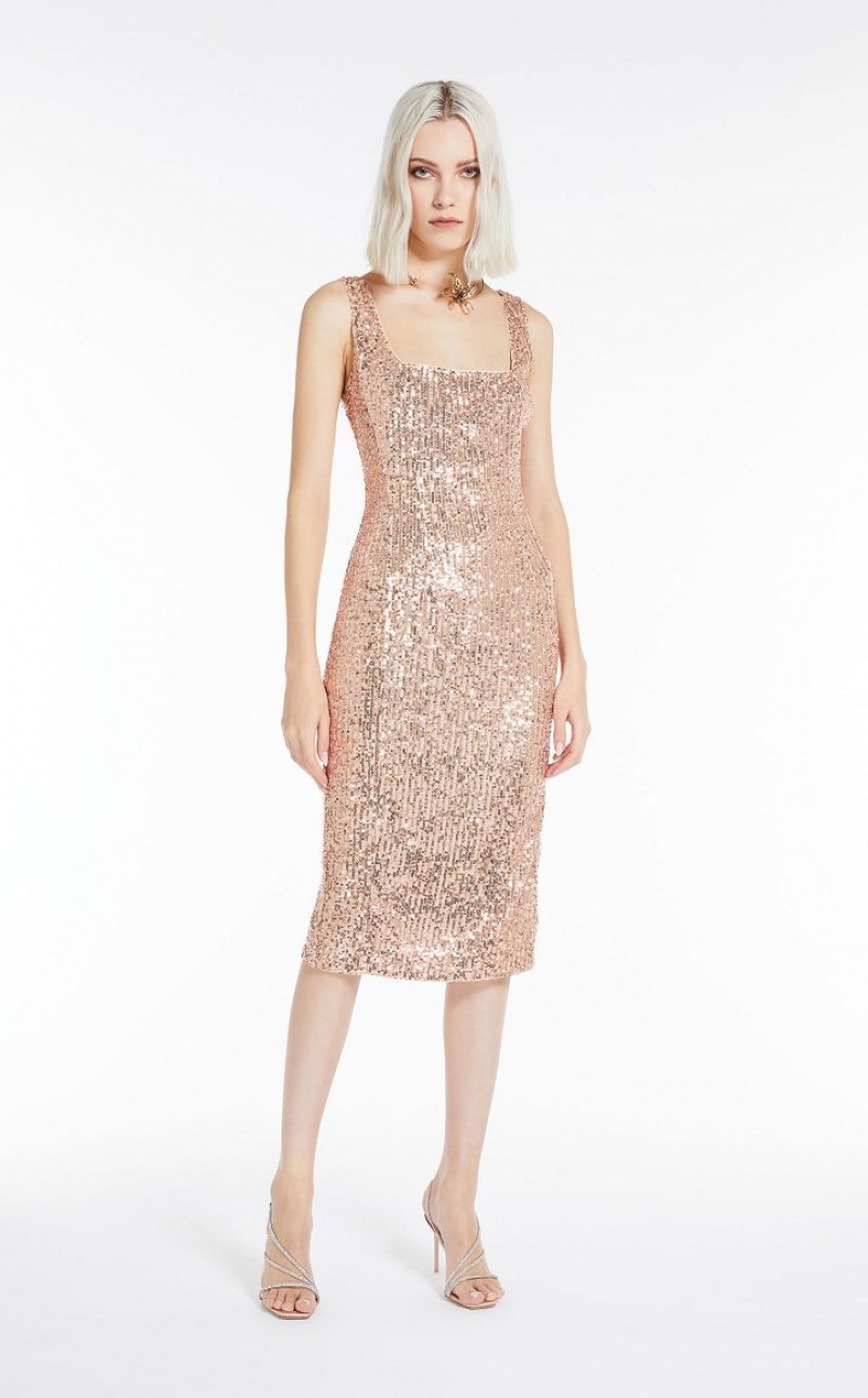 Vestidos Max Mara Sequinned Sheath Luz Rosa | MMR593332