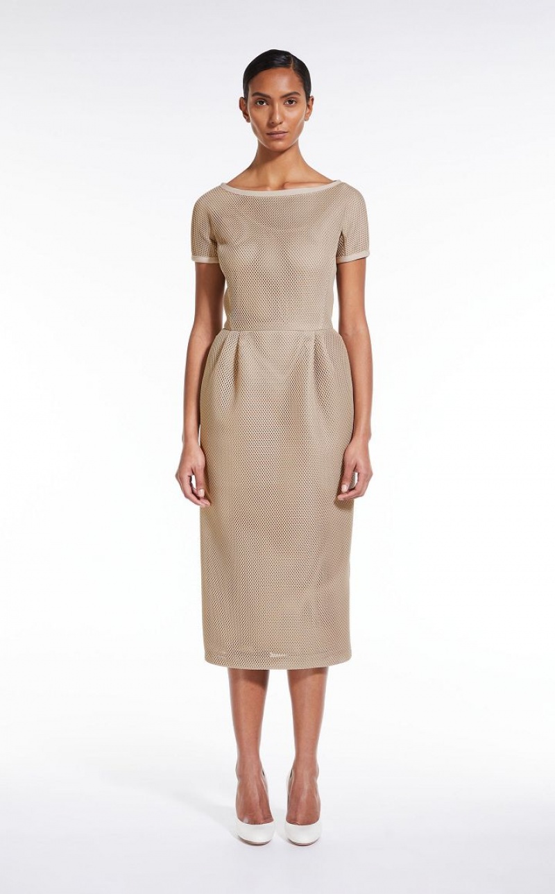 Vestidos Max Mara Sheath In Mesh-effect Jersey Marrom | MMR593412