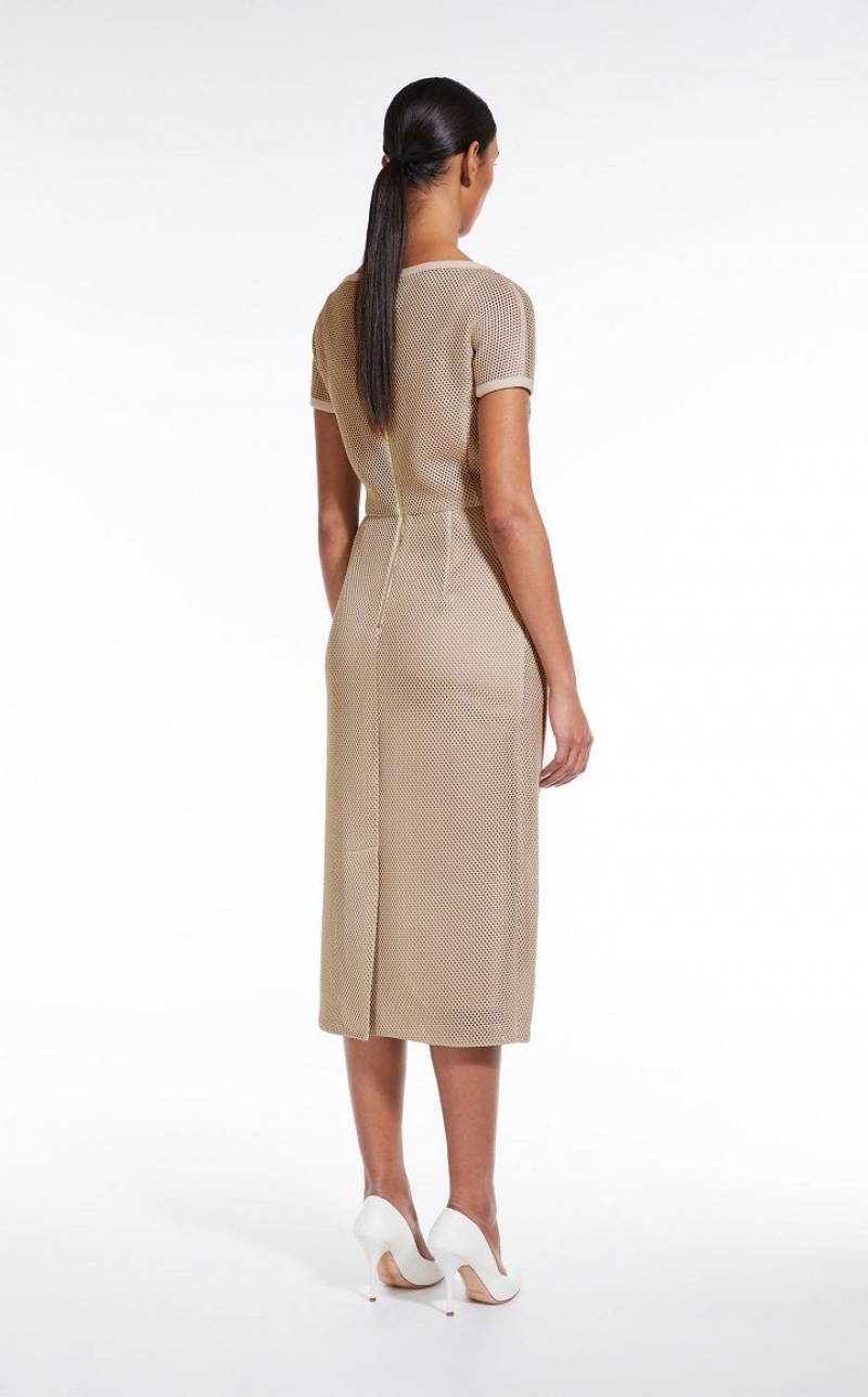 Vestidos Max Mara Sheath In Mesh-effect Jersey Marrom | MMR593412