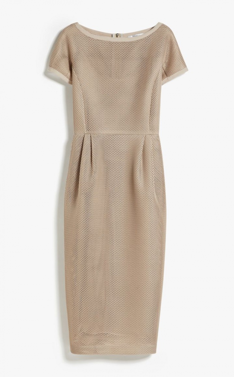 Vestidos Max Mara Sheath In Mesh-effect Jersey Marrom | MMR593412