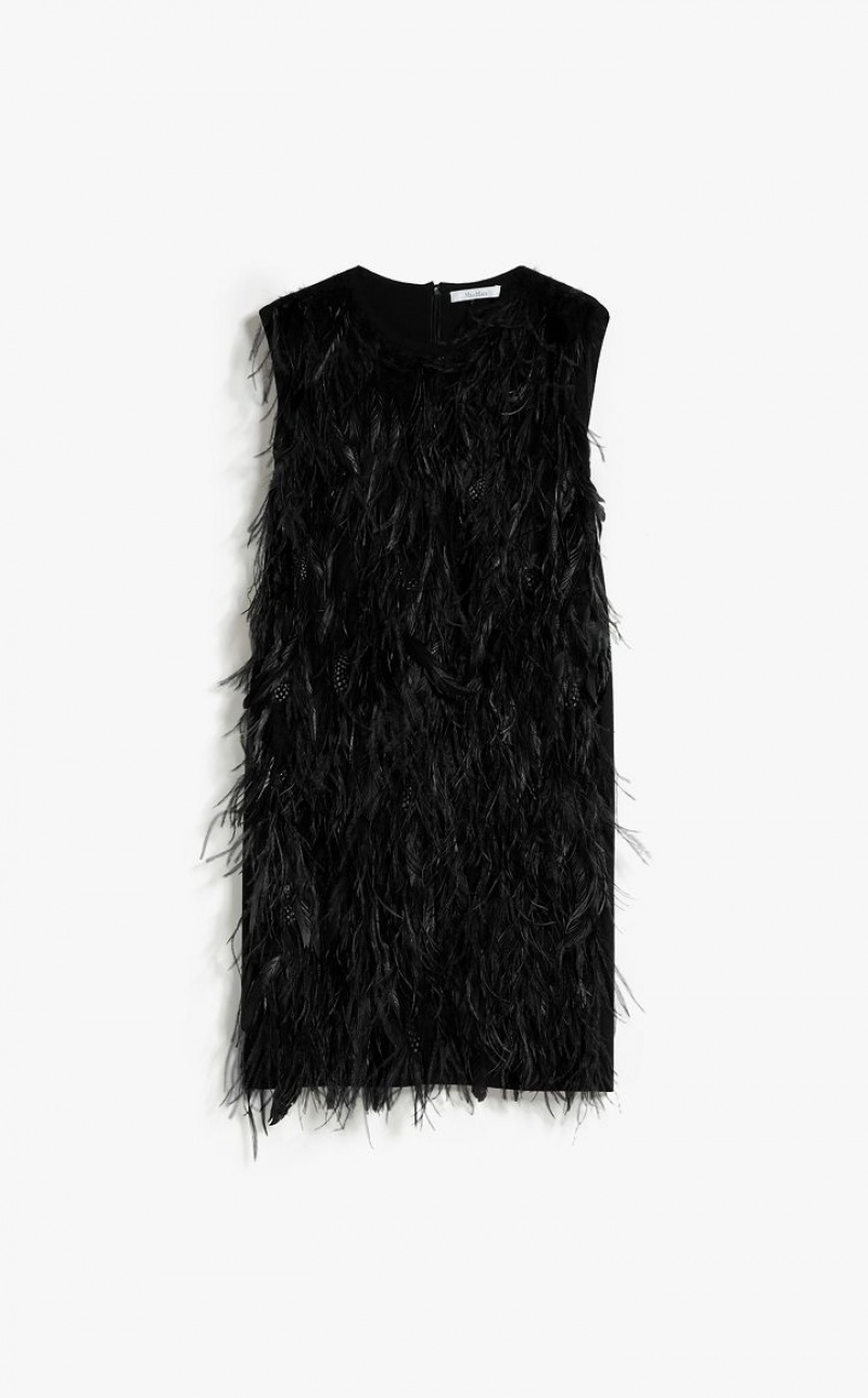 Vestidos Max Mara Short With Feathers Pretas | MMR593339