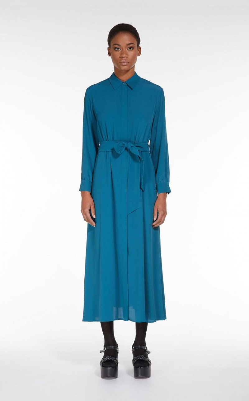 Vestidos Max Mara Silk Blend Shirt Azul Claro | MMR593325