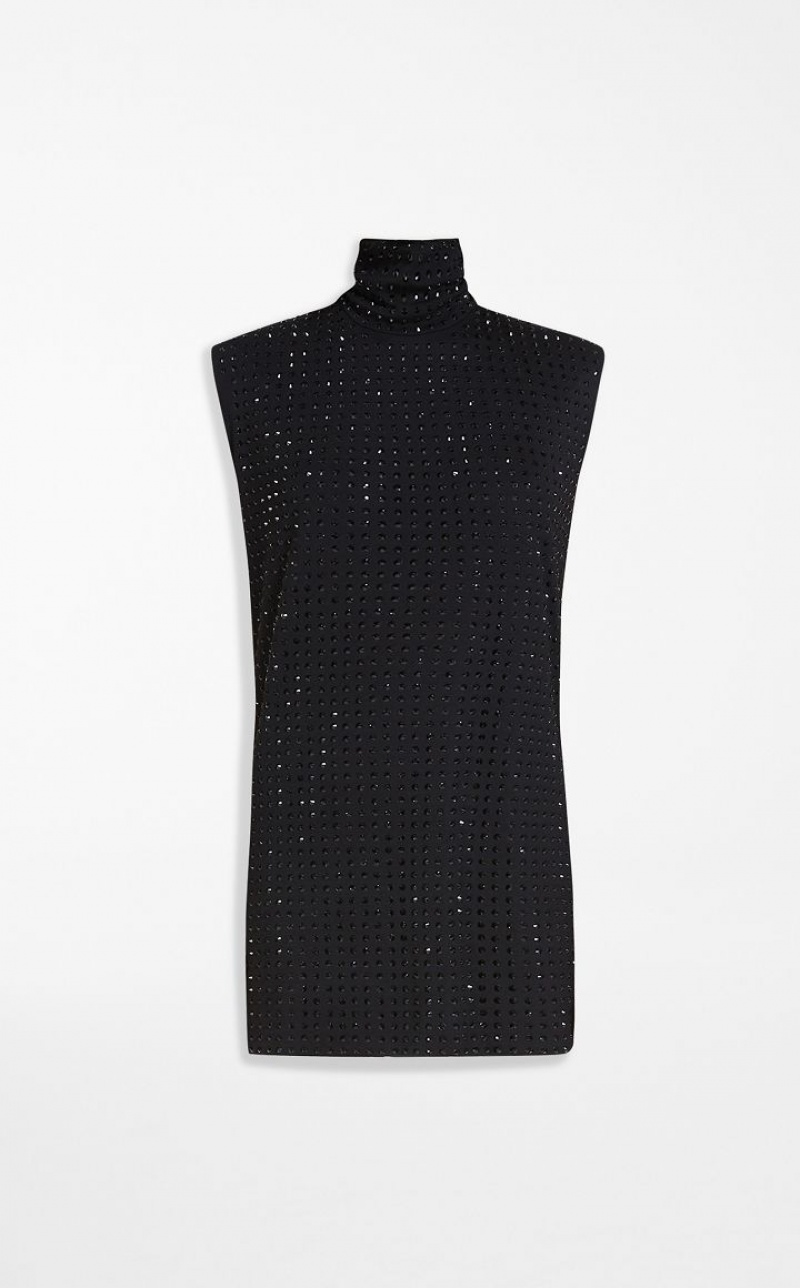 Vestidos Max Mara Sleeveless With Rhinestones Pretas | MMR593288