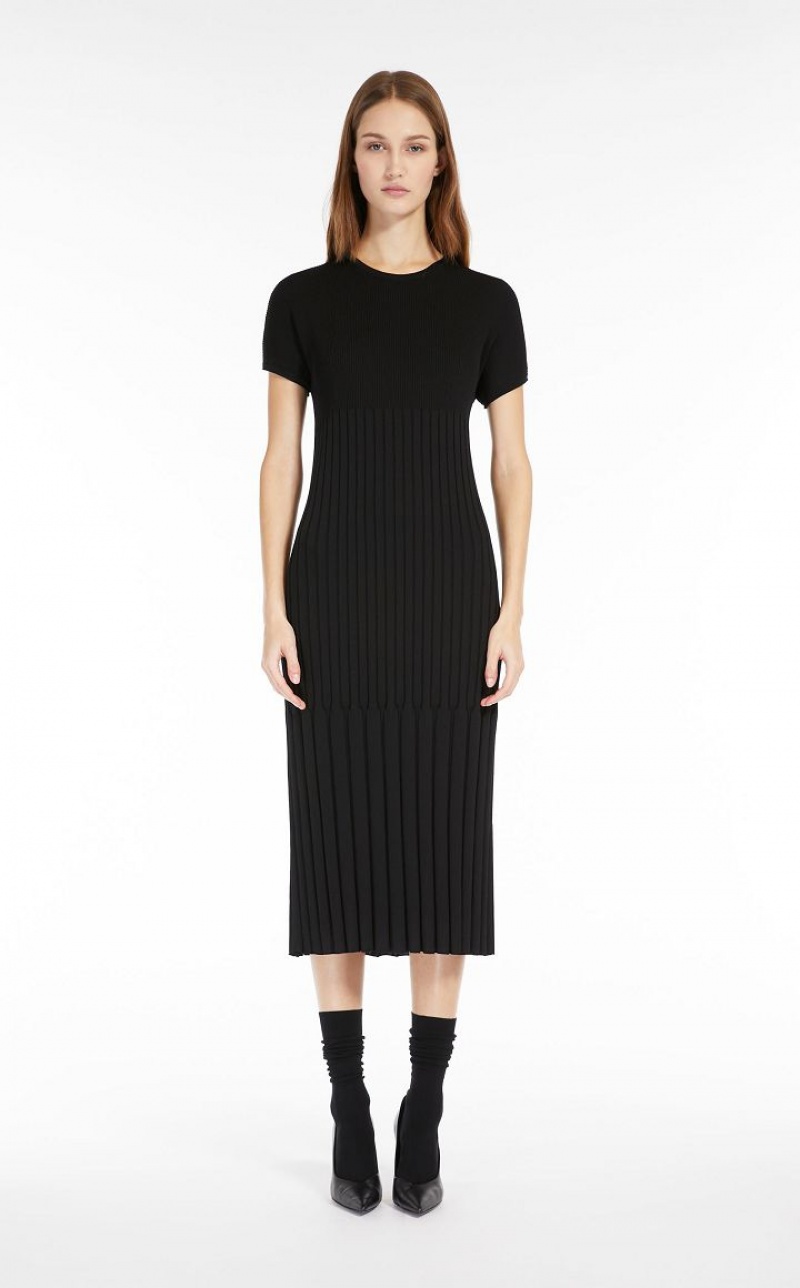 Vestidos Max Mara Slim-fit Viscose-knit Pretas | MMR593361