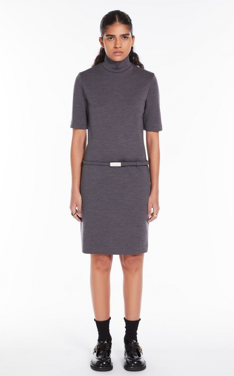 Vestidos Max Mara Stretch Wool Jersey Cinzentas Escuro | MMR593307