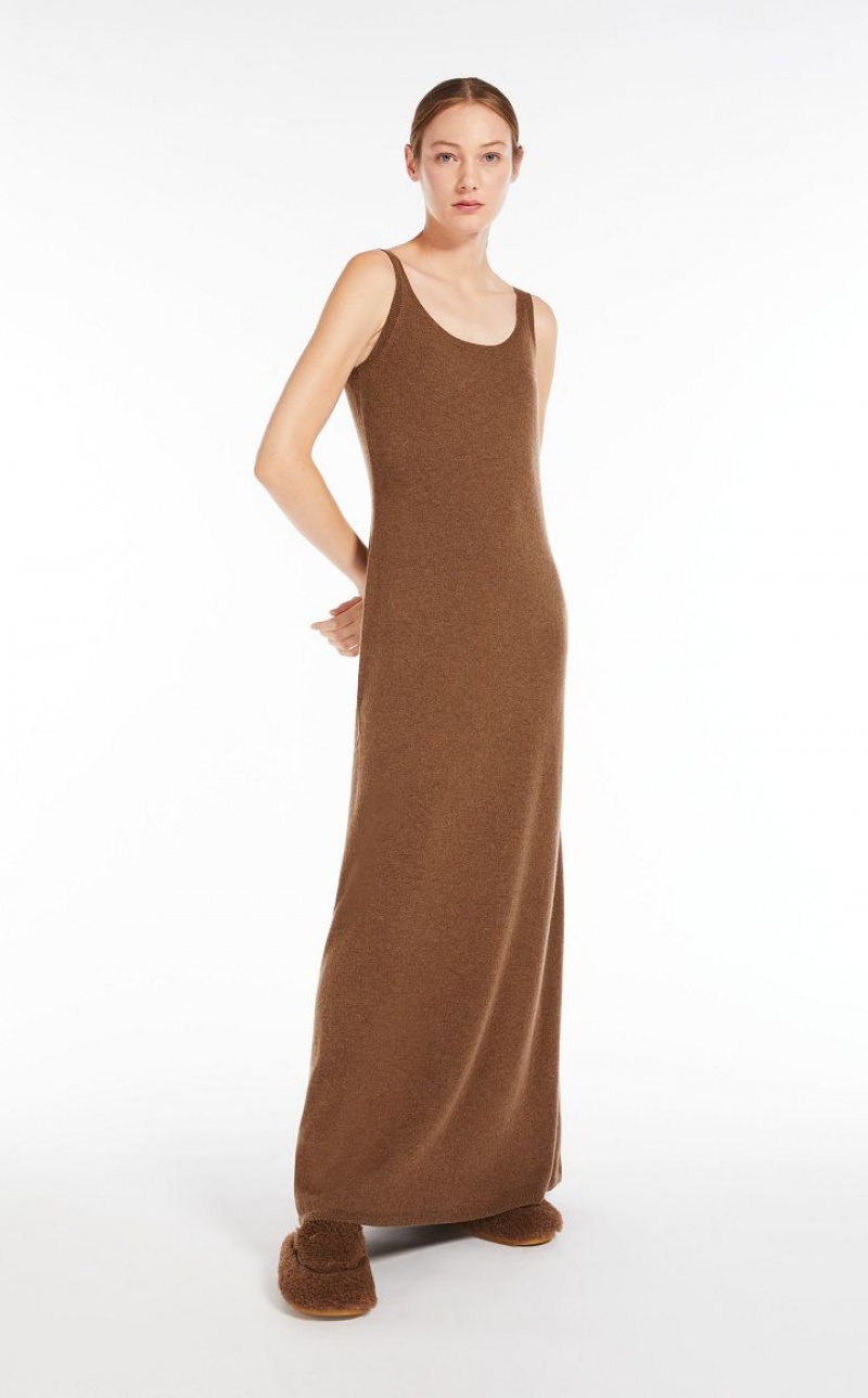 Vestidos Max Mara Wool And Cashmere Slip Luz Marrom | MMR593312