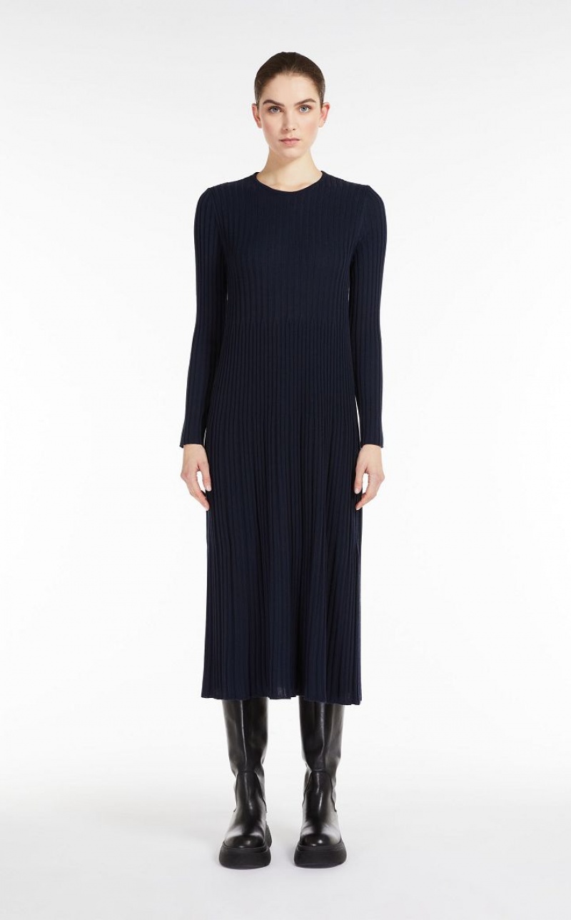 Vestidos Max Mara Wool Yarn Azul Marinho | MMR593315