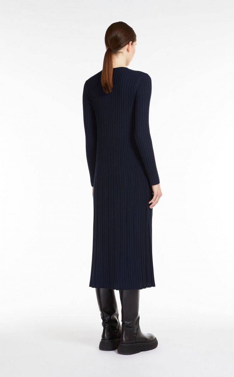 Vestidos Max Mara Wool Yarn Azul Marinho | MMR593315