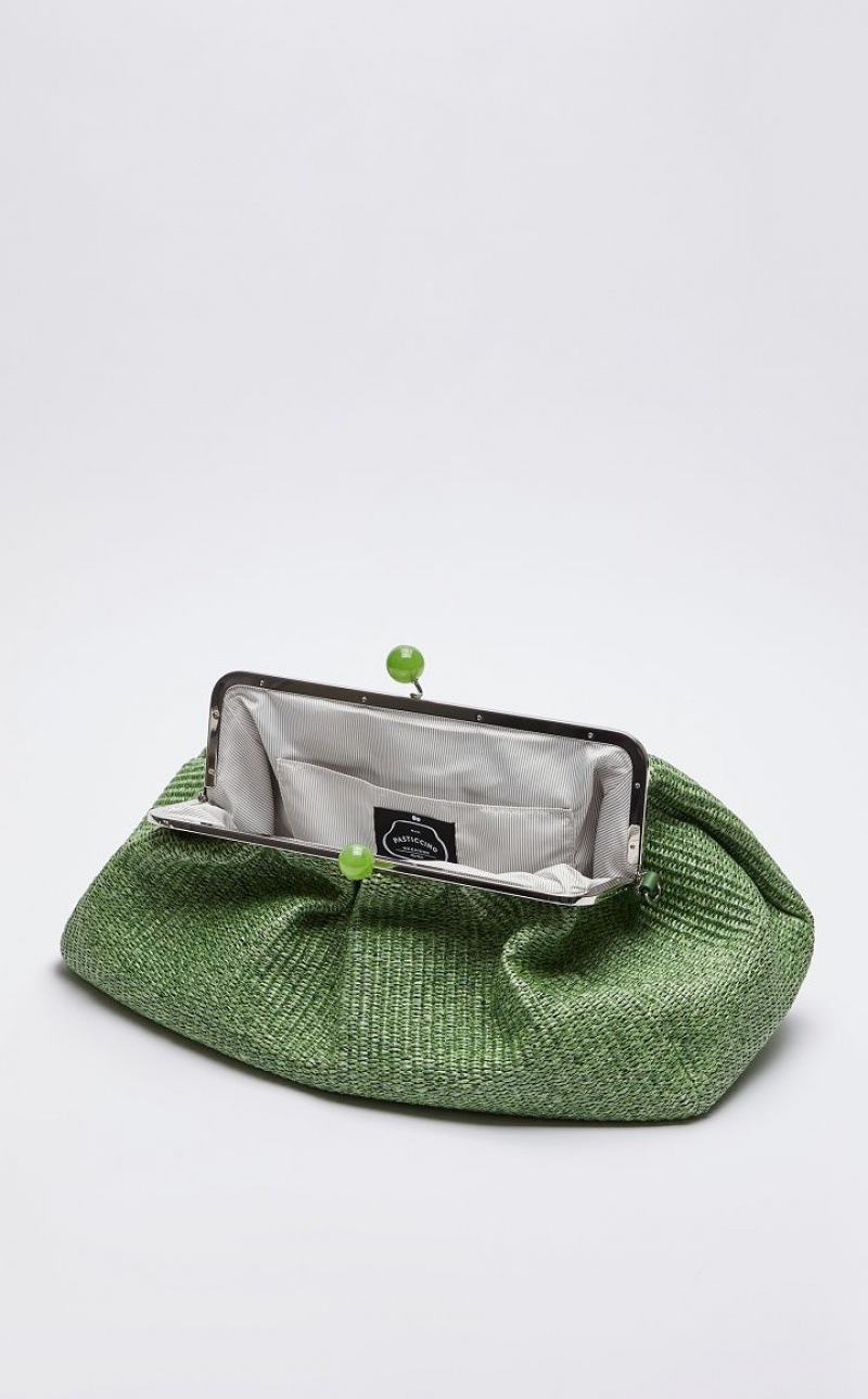 Weekend Bag Max Mara Large Pasticcinoin Raffia Verdes | MMR594145