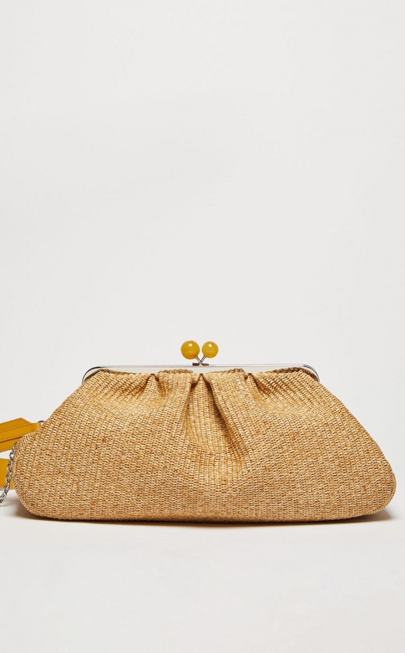 Weekend Bag Max Mara Large Pasticcinoin Raffia Bege | MMR594146