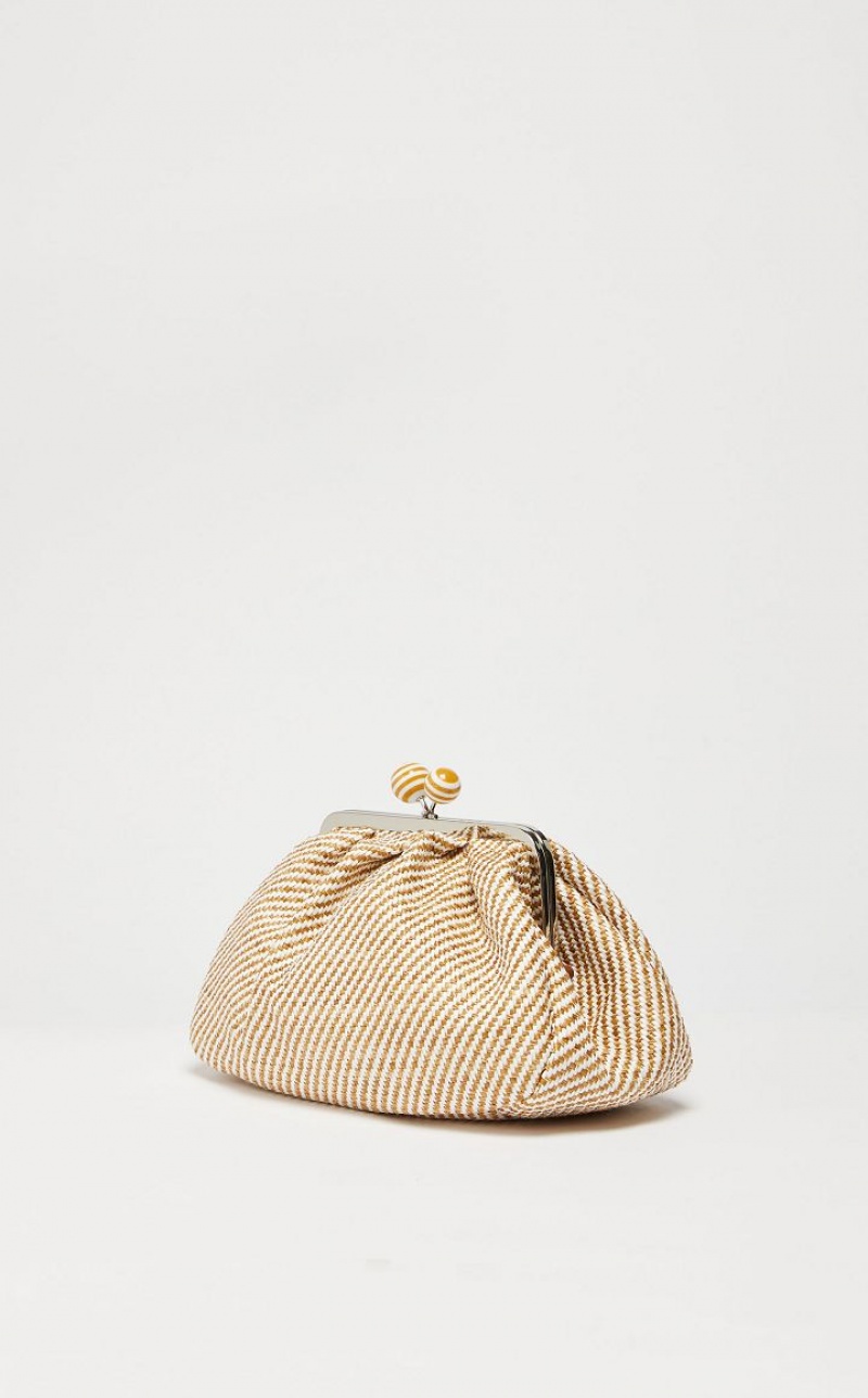 Weekend Bag Max Mara Medium Pasticcinoin Raffia Marrom | MMR594150