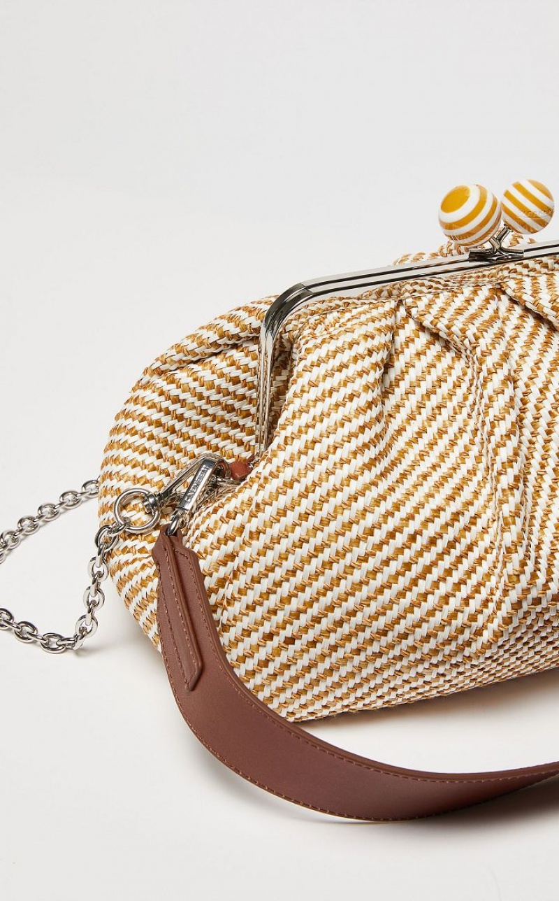 Weekend Bag Max Mara Medium Pasticcinoin Raffia Marrom | MMR594150